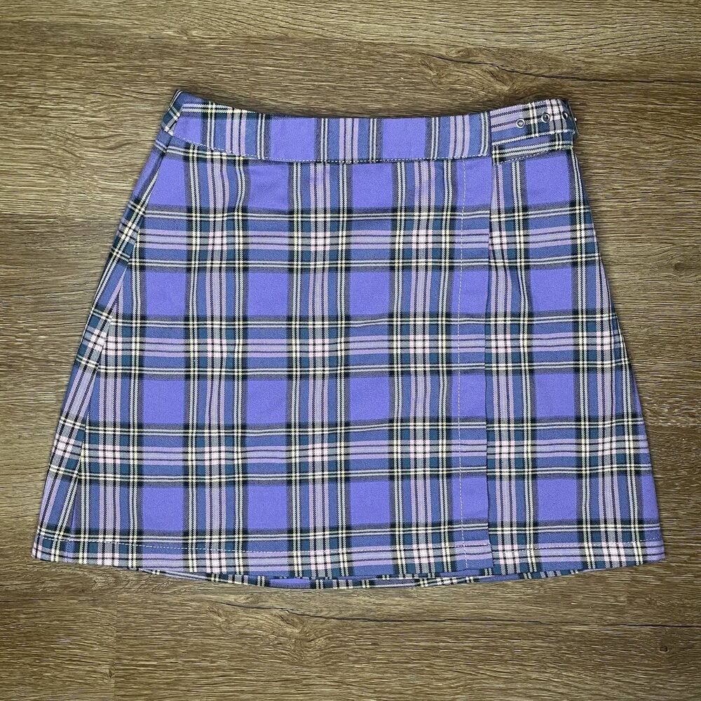 Brandy Melville Purple Plaid Wrap Skirt